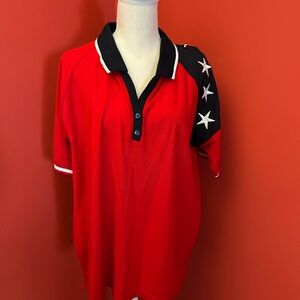 Red Polo Shirt with Star Accents. NWT